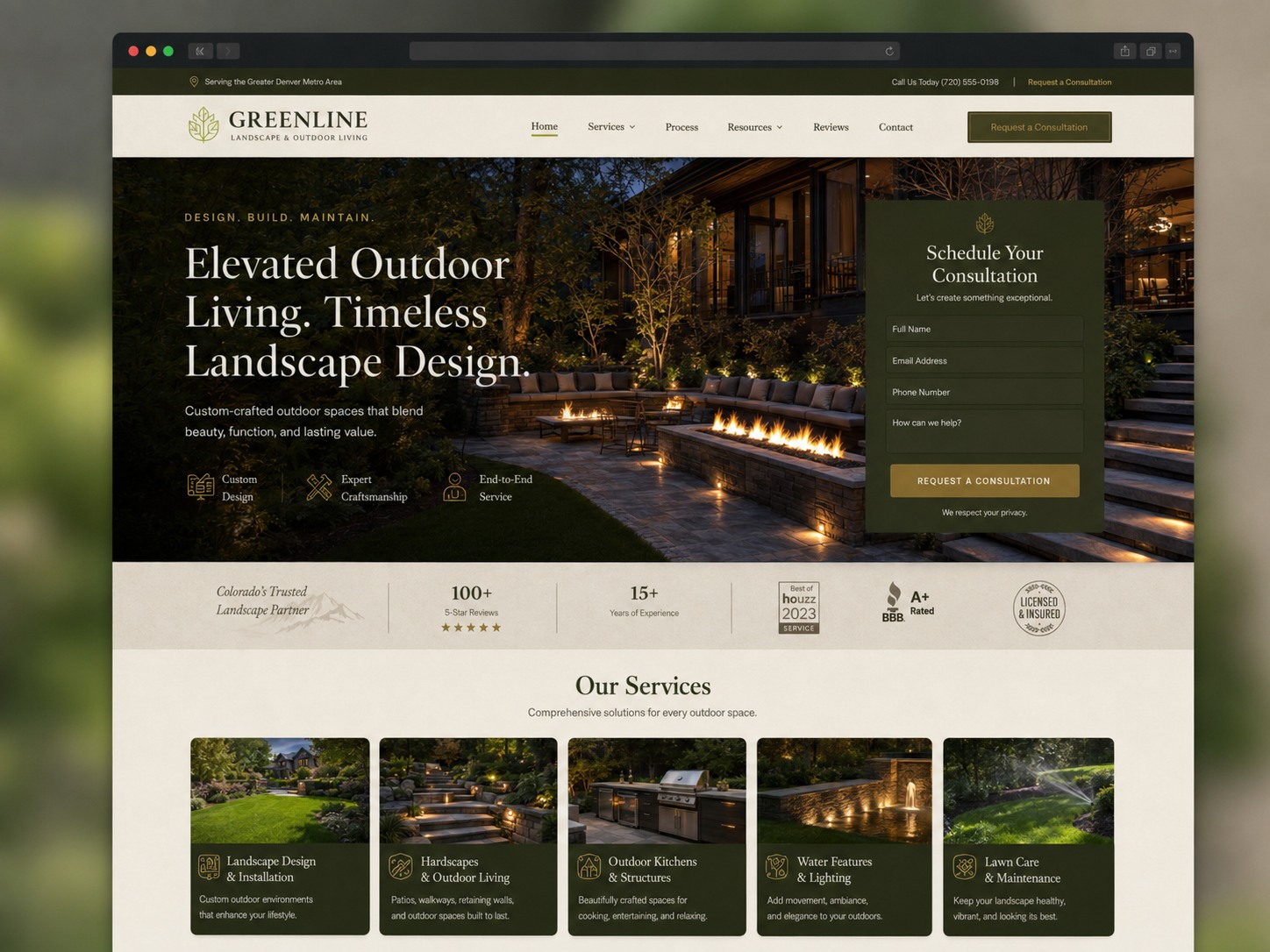 Greenline Landscape & Outdoor Living Landscaping website design story by PurpleHolo