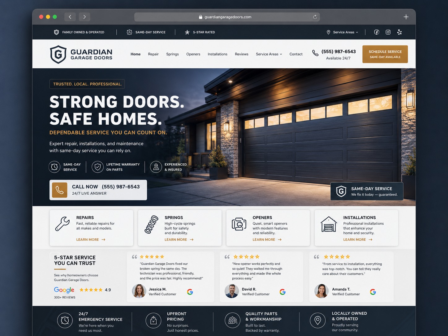 Guardian Garage Doors Garage Door Service website design story by PurpleHolo