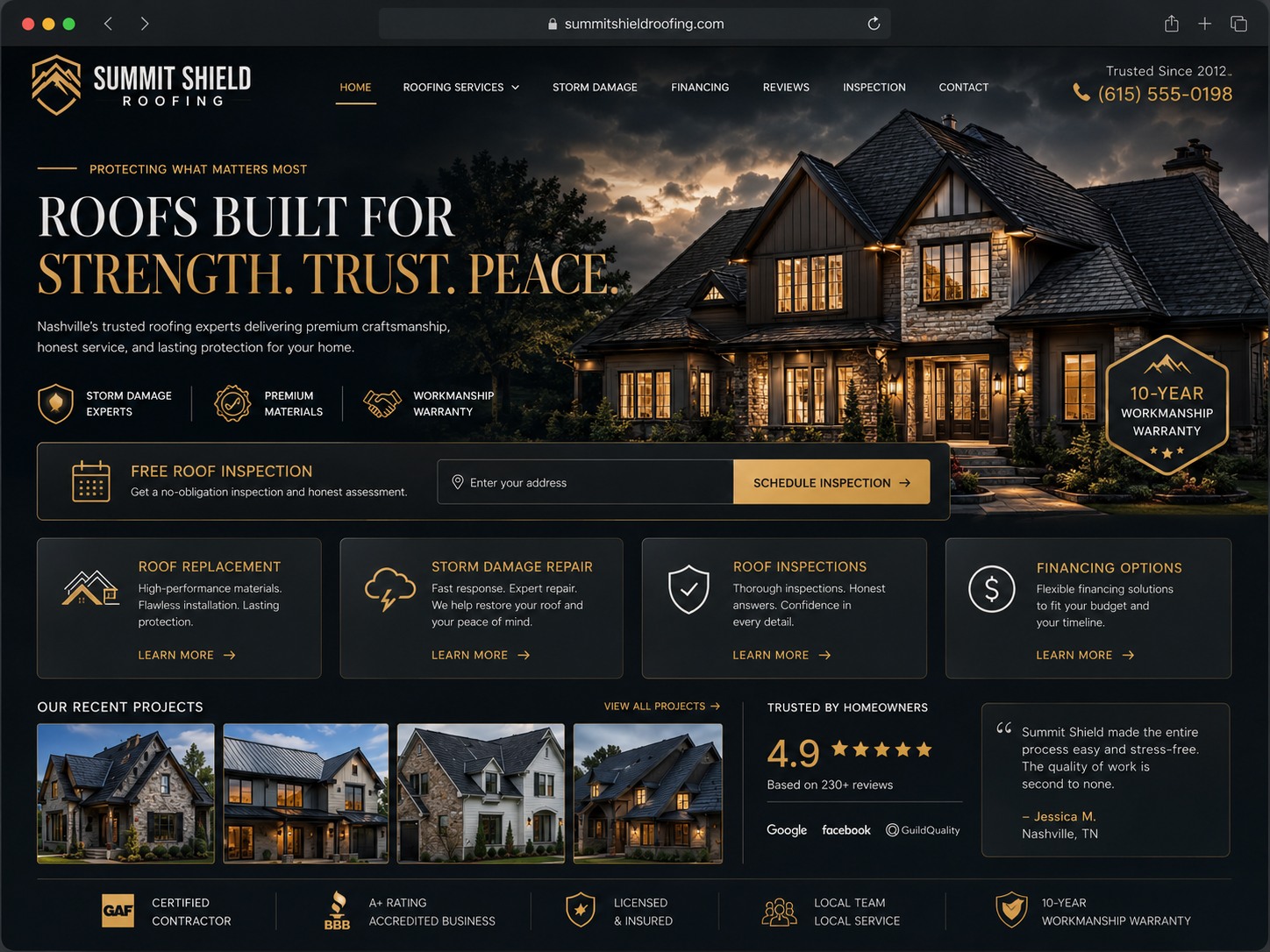 Summit Shield Roofing Roofing website design story by PurpleHolo