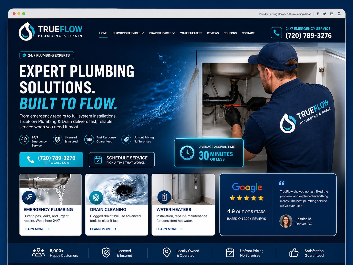 TrueFlow Plumbing & Drain Plumbing website design story by PurpleHolo